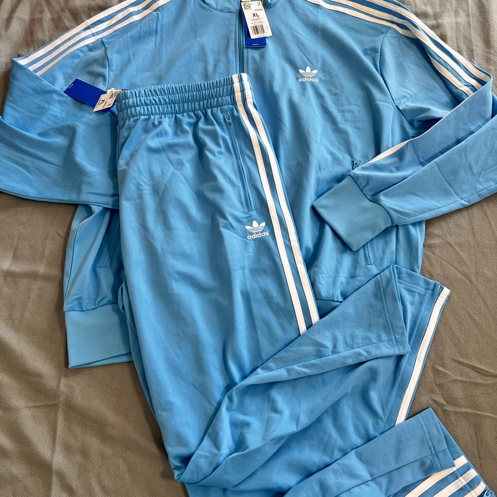 Men Adidas Blue Tracksuit Set Sz XL
